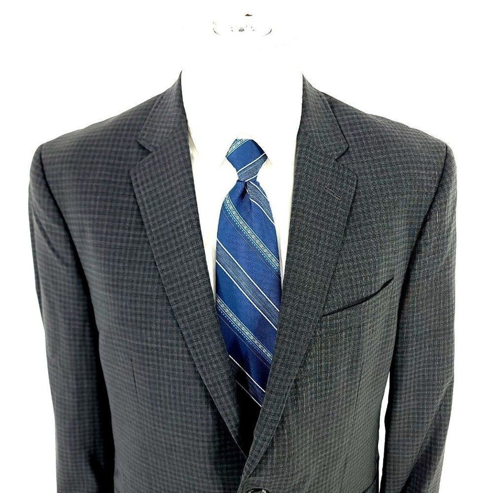 Ted Baker London Endurance Jones CT Wool 2 Button Blazer 40S Gray Plaid Tagged 4